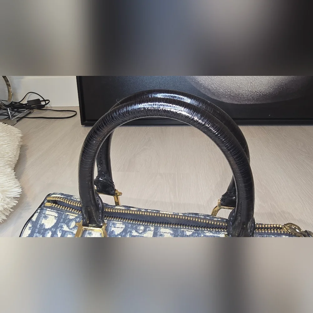 Dior Blue and White Satchel with Monogram Print - Picture 11 of 16